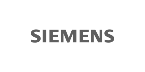 The logo of Siemens with a gray overlay.